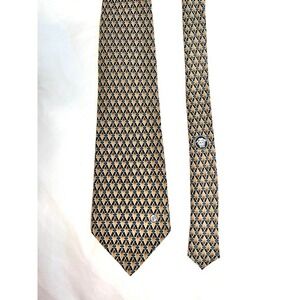 Gianni Versace Vintage‎ Silk Tie Medusa Head Geometric Pattern Luxury Mens